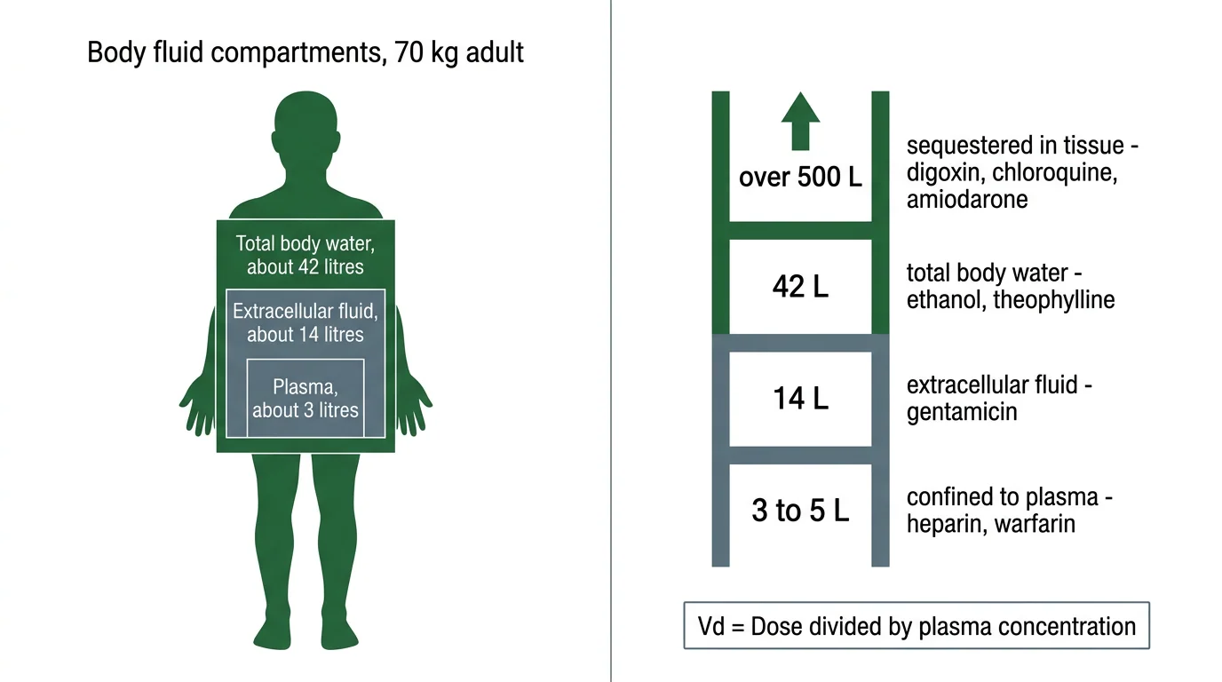 Figure 4 — Apparent volume of distribution and the body fluid compartments