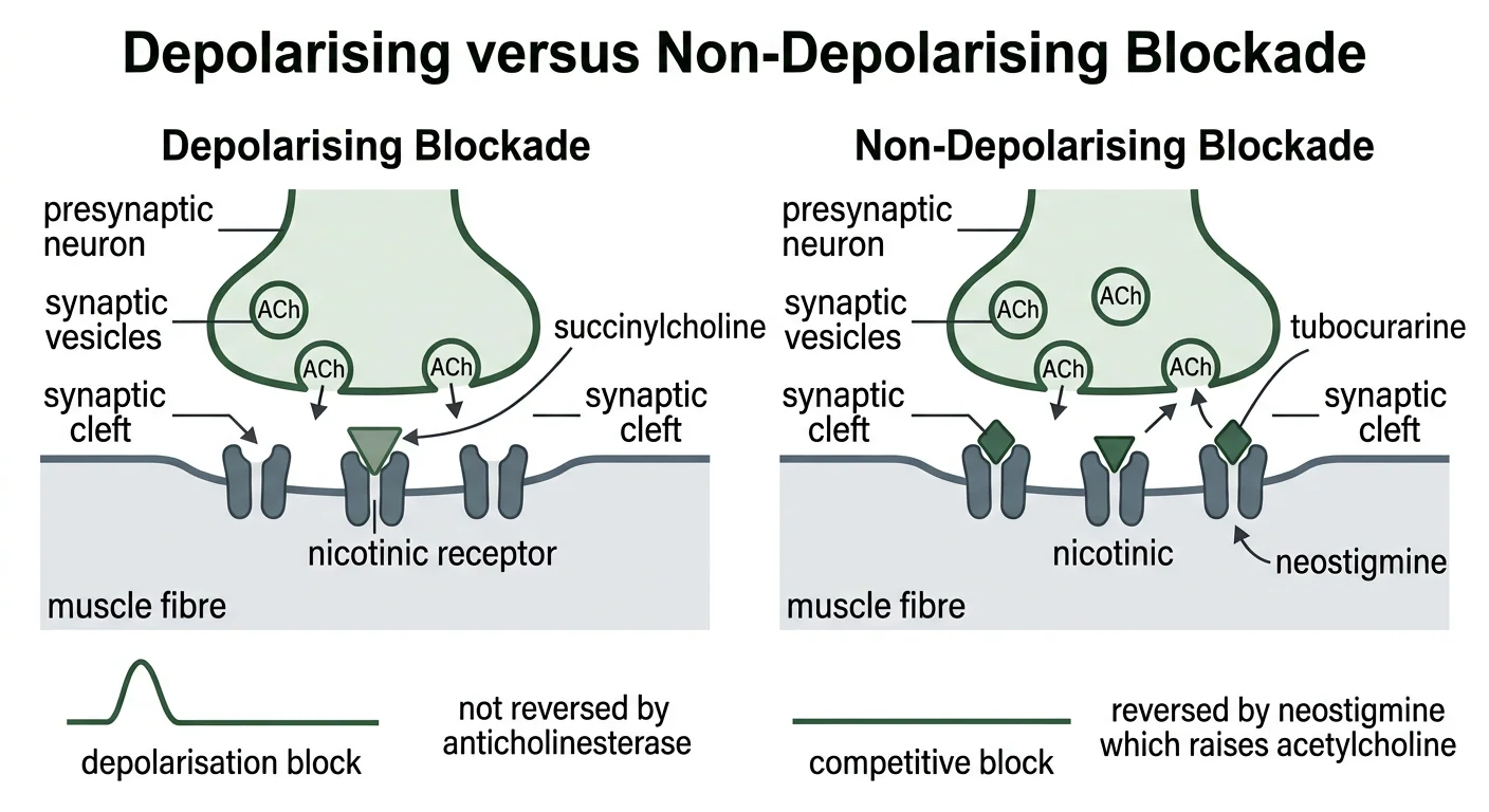 Figure 2 — Depolarising versus non-depolarising neuromuscular blockade