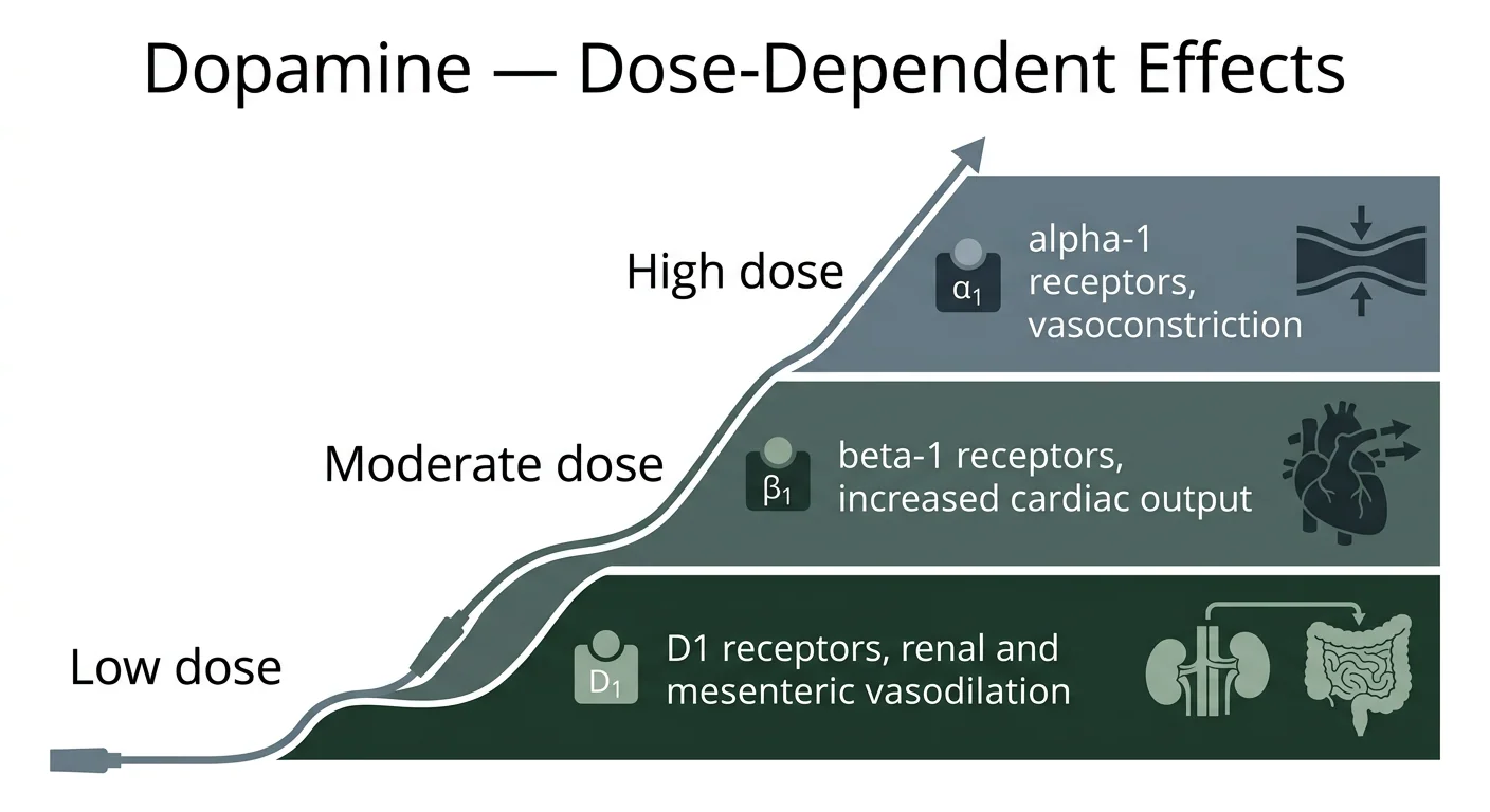 Figure 3 — Dopamine's dose-dependent effects