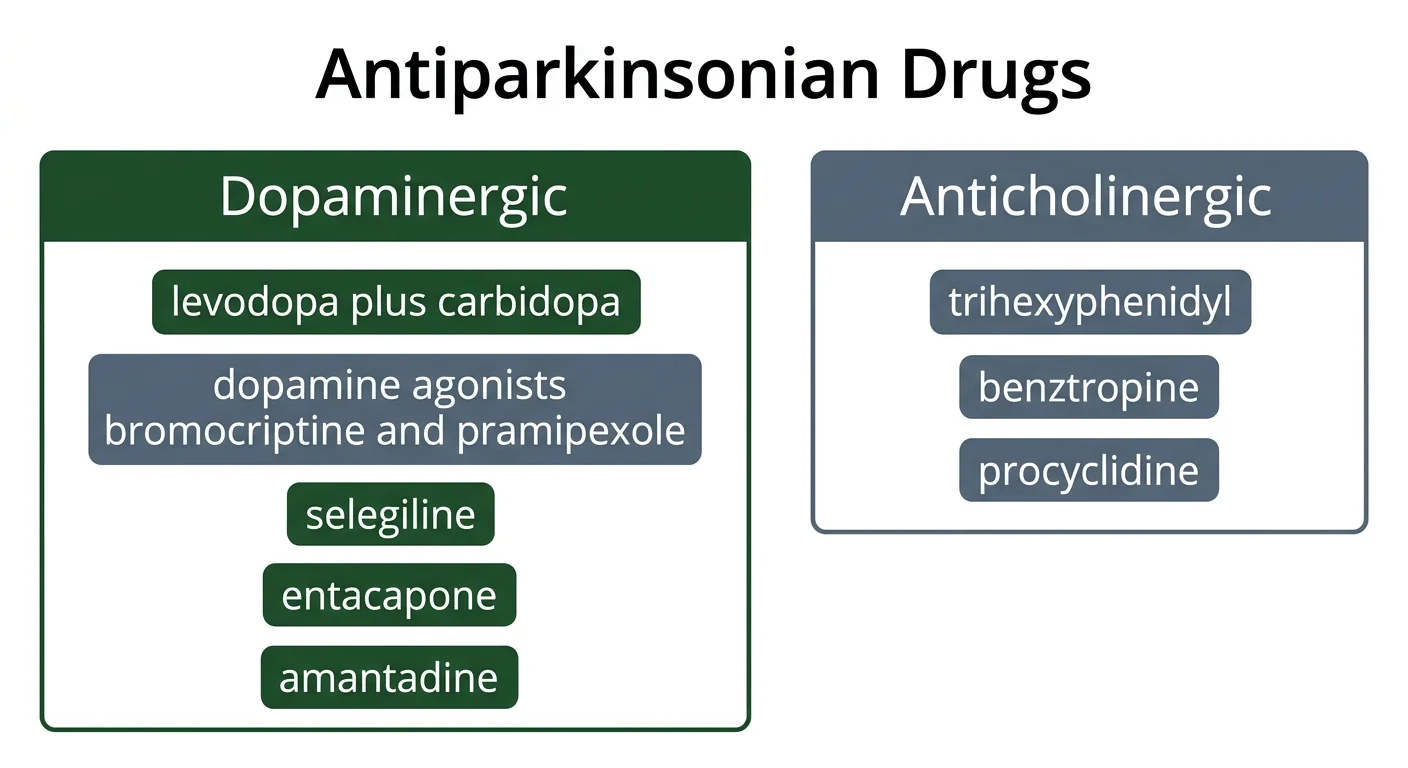 Figure 3 — Antiparkinsonian drug classification